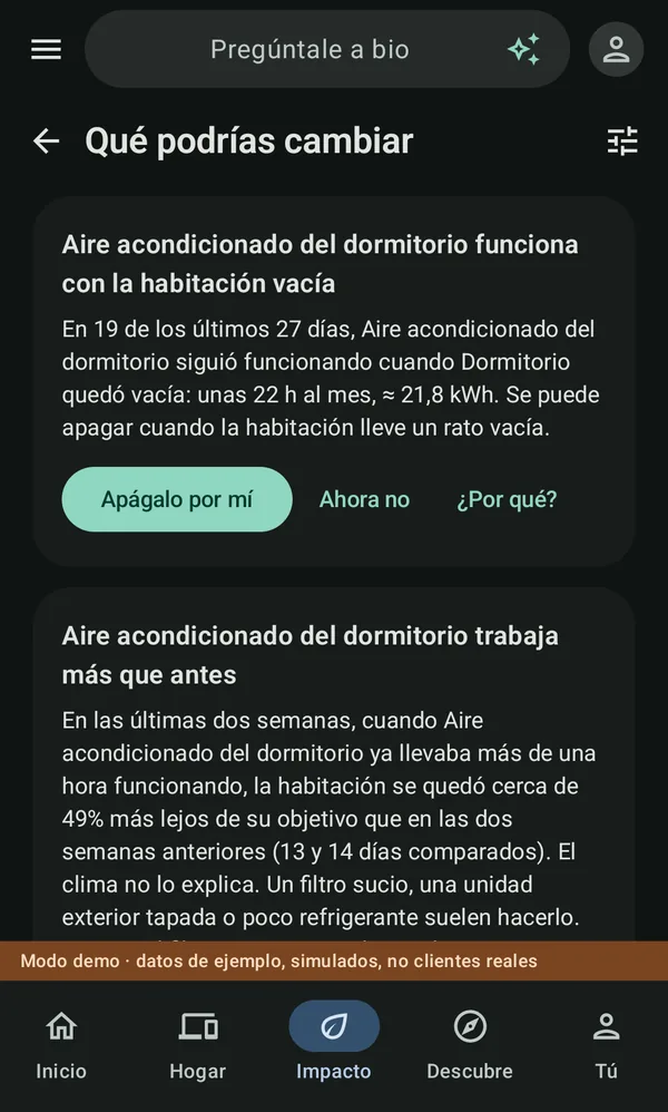 Qué podrías cambiar en bio: el aire acondicionado del dormitorio funciona en una habitación vacía