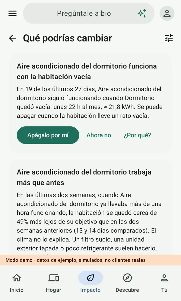 Qué podrías cambiar en bio: el aire acondicionado del dormitorio funciona en una habitación vacía