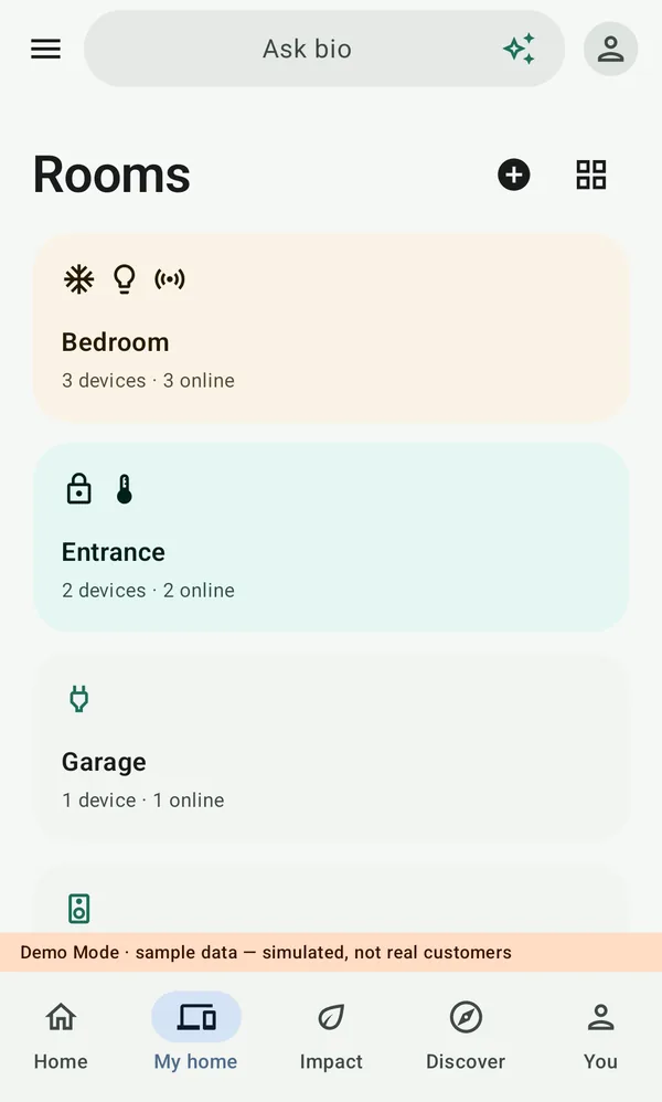 Rooms in bio: Bedroom and Entrance with their own colors, Garage in gray
